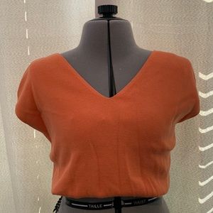 Orange cinched short sleeve top